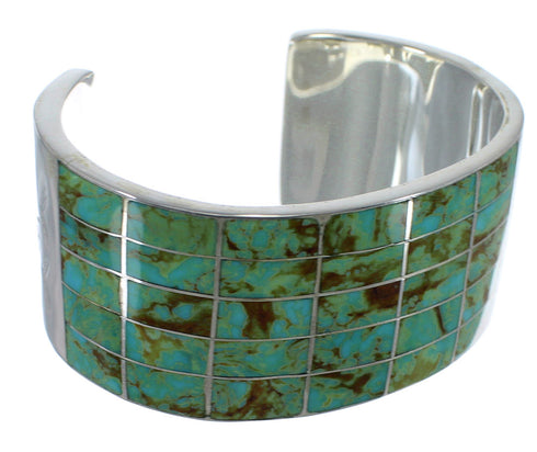 Sterling Silver Turquoise Inlay Southwest Cuff Bracelet CX49526